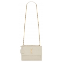 Yves Saint Laurent - Sunset Medium in Crocodile-Embossed Leather - Blanc Vintage - Saint Laurent Exclusive Collection