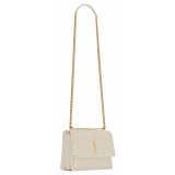 Yves Saint Laurent - Sunset Medium in Crocodile-Embossed Leather - Blanc Vintage - Saint Laurent Exclusive Collection