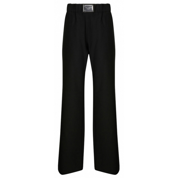 Dolce & Gabbana - Black Wool Blend Flared Trousers - Dolce & Gabbana Exclusive Luxury Collection