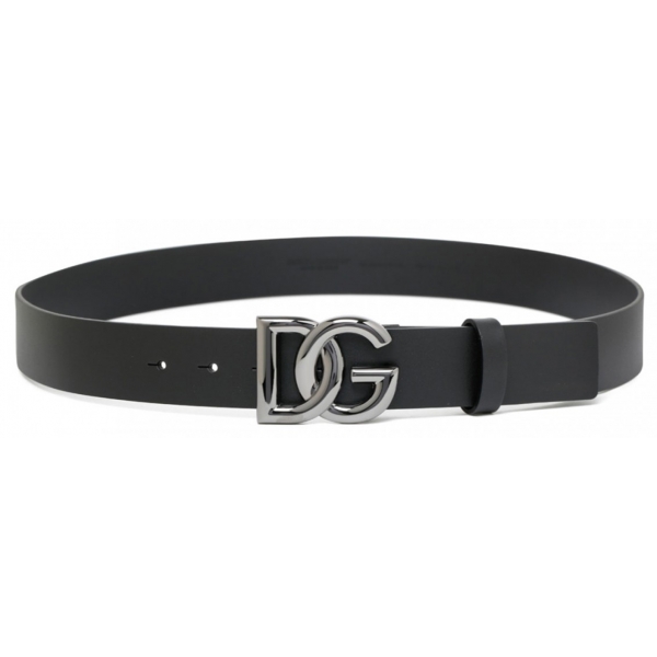 Dolce & Gabbana - Black Calf Leather DG Logo Buckle Belt - Dolce & Gabbana Exclusive Luxury Collection