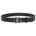 Dolce & Gabbana - Black Calf Leather DG Logo Buckle Belt - Dolce & Gabbana Exclusive Luxury Collection