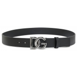 Dolce & Gabbana - Black Calf Leather DG Logo Buckle Belt - Dolce & Gabbana Exclusive Luxury Collection