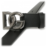 Dolce & Gabbana - Black Calf Leather DG Logo Buckle Belt - Dolce & Gabbana Exclusive Luxury Collection