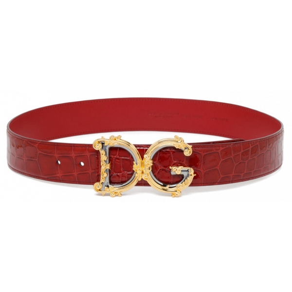 Dolce & Gabbana - Cintura con Logo Bordeaux - Dolce & Gabbana Exclusive Luxury Collection