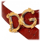 Dolce & Gabbana - Burgundy Logo Belt - Dolce & Gabbana Exclusive Luxury Collection