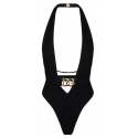 Dolce & Gabbana - Costume da Bagno Nero con Placca con Logo Dorato - Dolce & Gabbana Exclusive Luxury Collection