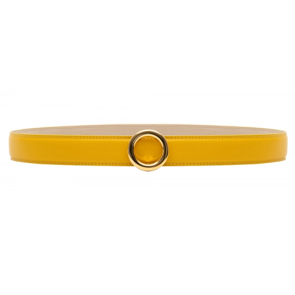 Avvenice - Iris - Premium Leather Belt - Yellow - Handmade in Italy - Exclusive Luxury Collection