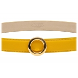 Avvenice - Iris - Premium Leather Belt - Yellow - Handmade in Italy - Exclusive Luxury Collection