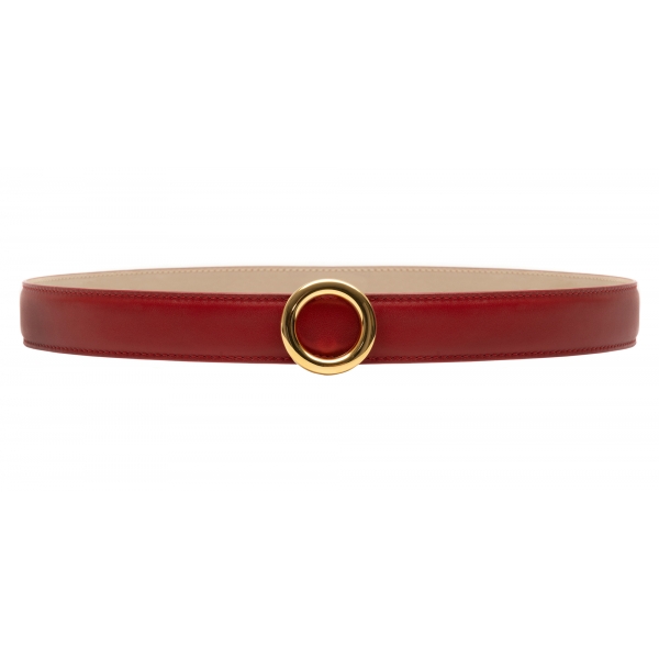 Avvenice - Iris - Premium Leather Belt - Red - Handmade in Italy - Exclusive Luxury Collection