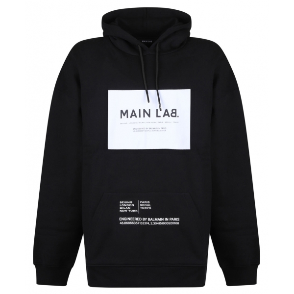 【関税&送料込】Balmain Black Cotton Hoodie With Logo Black Logo-Print Cotton-Jersey Hoodie | BALMAIN | MR PORTER
