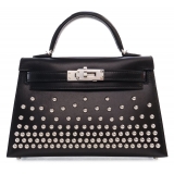 Hermès Vintage - Mini Box Calf Studded Cloute Kelly Sellier 20 - Black - Leather and Calf Handbag - Luxury High Quality