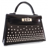 Hermès Vintage - Mini Box Calf Studded Cloute Kelly Sellier 20 - Black - Leather and Calf Handbag - Luxury High Quality