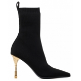 Balmain - Moneta Knitted Ankle Boots - Black - Balmain Exclusive Luxury Collection