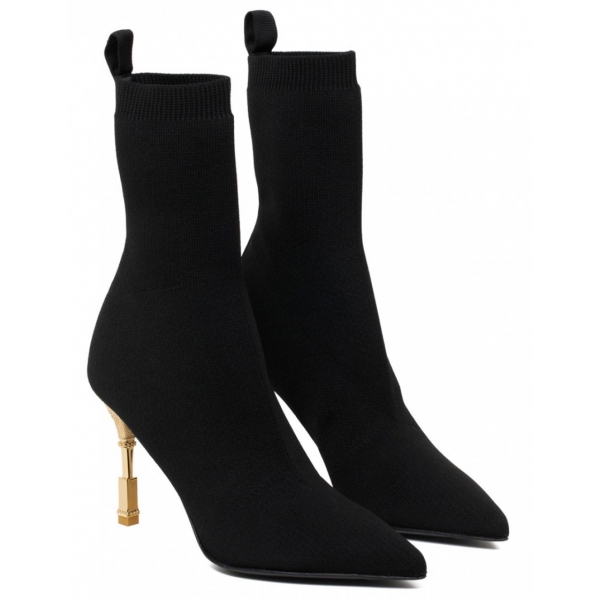 Balmain - Moneta Knitted Ankle Boots - Black - Balmain Exclusive Luxury Collection