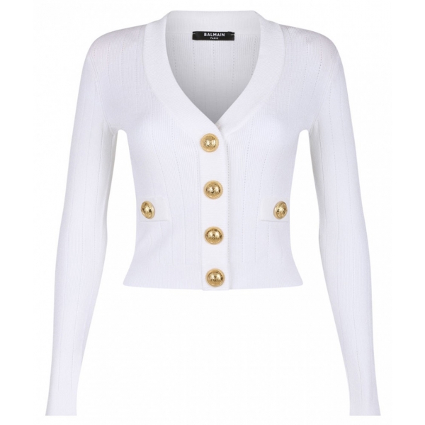 Balmain - V Neck Cardigan - White - Balmain Exclusive Luxury Collection