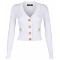 Balmain - Cardigan con Scollo a V - Bianco - Balmain Exclusive Luxury Collection