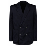 Balmain - Blazer in Jersey con Monogram Mini - Blu Navy - Balmain Exclusive Luxury Collection