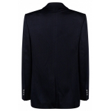 Balmain - Blazer in Jersey con Monogram Mini - Blu Navy - Balmain Exclusive Luxury Collection