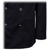 Balmain - Blazer in Jersey con Monogram Mini - Blu Navy - Balmain Exclusive Luxury Collection