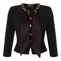 Elisabetta Franchi - Jacket with Chain Detail and Foulard - Black - Jacket - Made in Italy - Luxury Exclusive Collection