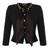 Elisabetta Franchi - Jacket with Chain Detail and Foulard - Black - Jacket - Made in Italy - Luxury Exclusive Collection