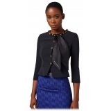 Elisabetta Franchi - Jacket with Chain Detail and Foulard - Black - Jacket - Made in Italy - Luxury Exclusive Collection