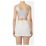 Elisabetta Franchi - Coated Crop Top - Silver - Top - Made in Italy - Luxury Exclusive Collection