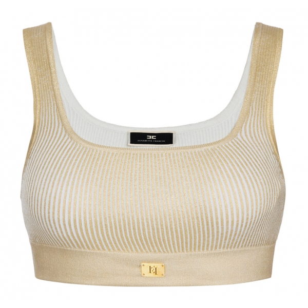 Elisabetta Franchi - Coated Crop Top - Gold - Top - Made in Italy - Luxury Exclusive Collection