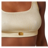 Elisabetta Franchi - Coated Crop Top - Gold - Top - Made in Italy - Luxury Exclusive Collection