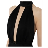 Elisabetta Franchi - Marilyn Pattern Longuette Dress - Black - Dress - Made in Italy - Luxury Exclusive Collection