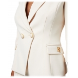 Elisabetta Franchi - Double-Breasted Screwed Jacket - Butter - Jacket - Made in Italy - Luxury Exclusive Collection