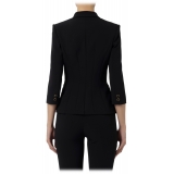 Elisabetta Franchi - Double-Breasted Screwed Jacket - Black - Jacket - Made in Italy - Luxury Exclusive Collection