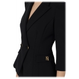 Elisabetta Franchi - Double-Breasted Screwed Jacket - Black - Jacket - Made in Italy - Luxury Exclusive Collection