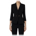 Elisabetta Franchi - Double-Breasted Screwed Jacket - Black - Jacket - Made in Italy - Luxury Exclusive Collection