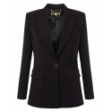 Elisabetta Franchi - Single-Breasted Screwed Jacket - Black - Jacket - Made in Italy - Luxury Exclusive Collection