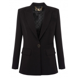 Elisabetta Franchi - Single-Breasted Screwed Jacket - Black - Jacket - Made in Italy - Luxury Exclusive Collection