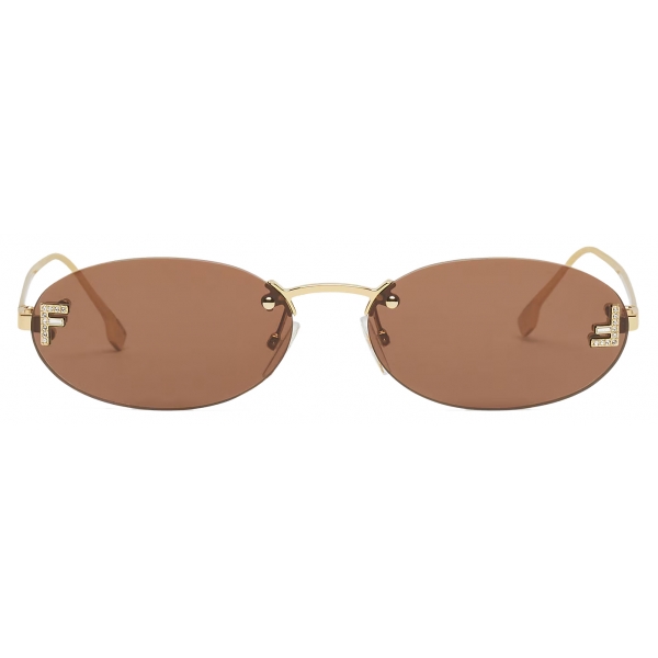 Fendi - Fendi First Crystal - Occhiali da Sole Ovale - Marrone - Occhiali da Sole - Fendi Eyewear