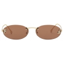 Fendi - Fendi First Crystal - Occhiali da Sole Ovale - Marrone - Occhiali da Sole - Fendi Eyewear