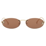 Fendi - Fendi First Crystal - Oval Sunglasses - Brown - Sunglasses - Fendi Eyewear