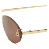 Fendi - Fendi First Crystal - Occhiali da Sole Ovale - Marrone - Occhiali da Sole - Fendi Eyewear