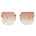 Fendi - Fendi First Crystal - Occhiali da Sole Squadrati Oversized - Oro Rosa - Occhiali da Sole - Fendi Eyewear