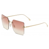 Fendi - Fendi First Crystal - Occhiali da Sole Squadrati Oversized - Oro Rosa - Occhiali da Sole - Fendi Eyewear