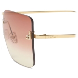 Fendi - Fendi First Crystal - Occhiali da Sole Squadrati Oversized - Oro Rosa - Occhiali da Sole - Fendi Eyewear