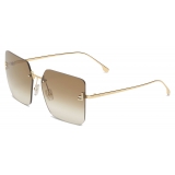 Fendi - Fendi First Crystal - Occhiali da Sole Squadrati Oversized - Oro Marrone - Occhiali da Sole - Fendi Eyewear