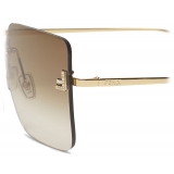 Fendi - Fendi First Crystal - Occhiali da Sole Squadrati Oversized - Oro Marrone - Occhiali da Sole - Fendi Eyewear