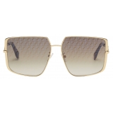 Fendi - FF Diamonds - Square Oversized Sunglasses - Gold - Sunglasses - Fendi Eyewear