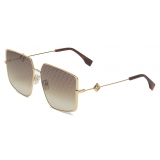 Fendi - FF Diamonds - Square Oversized Sunglasses - Gold - Sunglasses - Fendi Eyewear