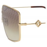 Fendi - FF Diamonds - Square Oversized Sunglasses - Gold - Sunglasses - Fendi Eyewear