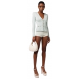 Elisabetta Franchi - Knitted Jacket with Jewel Buttons - Light Blue - Jacket - Made in Italy - Luxury Exclusive Collection