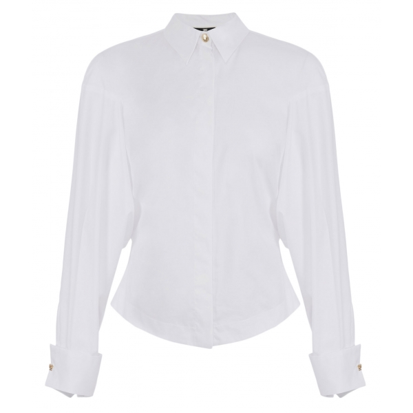 Elisabetta Franchi - Camicia con Bottoni Gioiello e Stampa - Bianco - Camicia - Made in Italy - Luxury Exclusive Collection